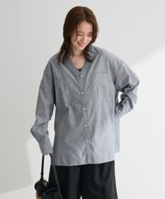 Green Parks 綿麻混Ｖネックオーバーサイズシャツ