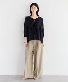 YECCA VECCA ラッフルリボンシアーブラウス