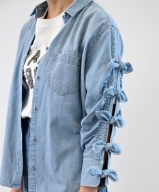 FORFORMO Ribbon Sleeve Denim Shirt リボンスリーブデニムシャツ