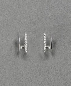 Phoebe 【金属アレルギー対応】メタル×ビジュー2ラインピアス　シルバー/サージカルステンレス