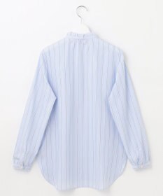 J.PRESS LADIES 【洗える】ランダムストライプ フリルネック ブラウス