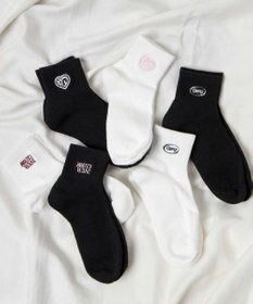 WEGO デザインロゴ刺繍アンクル底パイルソックス