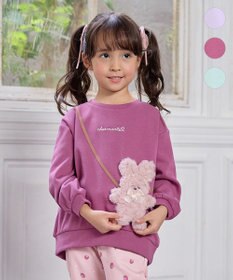 ANY KIDS アニマルポシェット 裏シャギー トレーナー ピンク×ウサギ