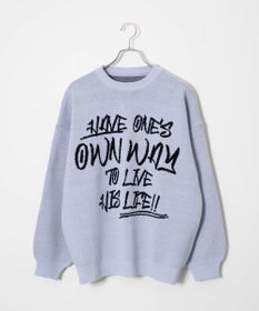 WEGO ハンドライティングジャガードニット