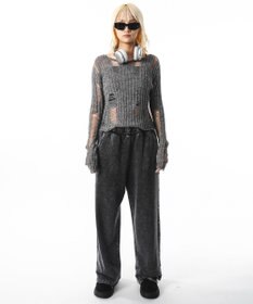 WEGO 【ユニセックス着用ITEM】ブリーチスタッズロゴスウェットパンツ