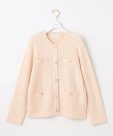 ANY SIS S 【洗える】ノーカラーツイードニット カーディガン