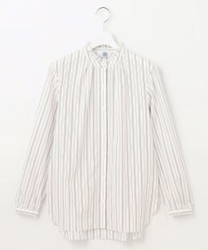 J.PRESS LADIES 【洗える】ランダムストライプ フリルネック ブラウス