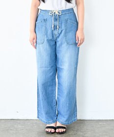 caqu FS linen easy wide リネンウエストゴムワイドストレート