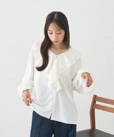 earth music&ecology ラッフルカラーブラウス