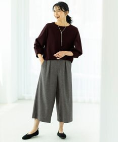 ANY 【洗濯機可能/ウエストゴム】ライトツイード ワイドパンツ