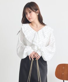 earth music&ecology ラッフルカラーブラウス