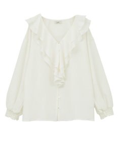 earth music&ecology ラッフルカラーブラウス