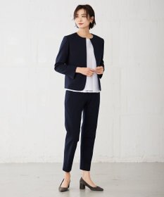 J.PRESS LADIES S 【洗える・UVカット】 アルファクロスジャージー ノーカラー ジャケット