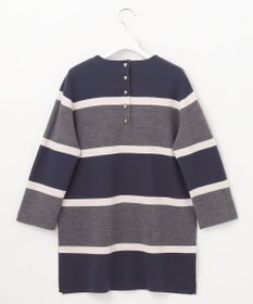 自由区 L 【セットアップ対応・洗える】ウールミラノボーダーチュニック丈 ニット