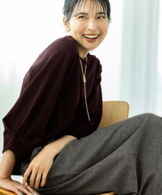 ANY L 【洗濯機可能/ウエストゴム】ライトツイード ワイドパンツ