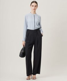 ICB 【洗える】シルフィルダブルクロス ワイドパンツ