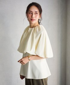 #Newans ＜亀恭子さんコラボ＞取り外し可能ケープ付きペプラムブラウス