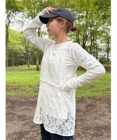 Green Parks AnriettMusee シャーリングスリーブＴシャツ＋レースキャミソールＳＥＴ