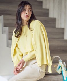 ANY スプリングカラーニットカーディガン イエロー