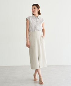 YECCA VECCA ストライプ柄フラワー刺繍シャツ