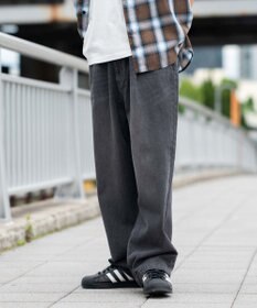 WEGO 【ユニセックス着用ITEM/SMLサイズ展開】ルーズテーパードデニムパンツ