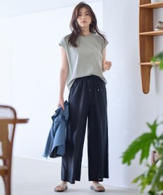 ANY 【ウエストゴム】リネンレーヨンワイドパンツ