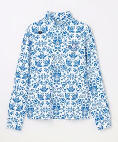 PW CIRCULUS 【吸水速乾 / UV遮蔽率99.5% UVカット / ストレッチ】【WOMEN】DELFT総柄 ロングスリーブモックT ゴルフウェア レディース