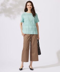 自由区 【UVカット・洗える】クレープストレッチボーダー ニット