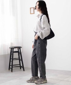 WEGO ウエストフリルマムデニムパンツ