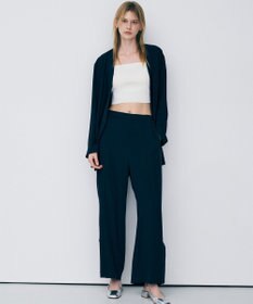 uncrave バックサテンジョーゼット フレアパンツ