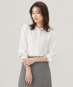J.PRESS LADIES 【洗える】ヌーディスバックサテン ピンタック ブラウス