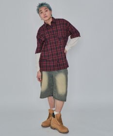 WEGO 【ユニセックス着用ITEM/MLサイズ展開】チェックレイヤードシャツ（LS）