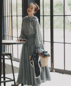 #Newans 【高山都さんコラボ】ダブルギャザーロングスカート グレー