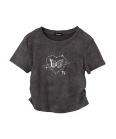 WEGO メタリックバタフライサークルロゴT