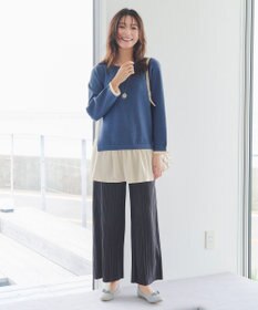 Tiaclasse 【洗える】ヴィンテージサテンニットコンビチュニック