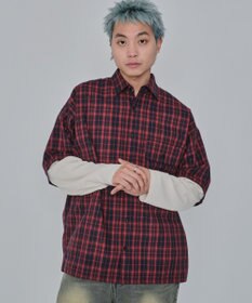 WEGO 【ユニセックス着用ITEM/MLサイズ展開】チェックレイヤードシャツ（LS）