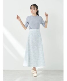 earth music&ecology フラワープリントフレアスカート