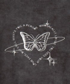 WEGO メタリックバタフライサークルロゴT