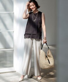 23区 【CanCam・CLASSY.掲載】リネンレーヨンストレッチ ワイドパンツ