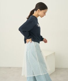 earth music&ecology ＳＥＴ２点レースロゴプルオーバー＋チュールワンピ