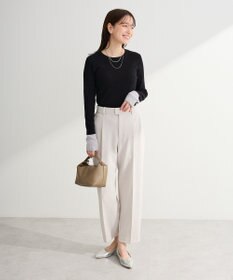 Green Parks アンチピリング袖配色ニットプルオーバー