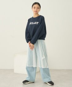 earth music&ecology ＳＥＴ２点レースロゴプルオーバー＋チュールワンピ