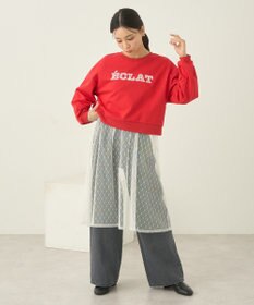 earth music&ecology ＳＥＴ２点レースロゴプルオーバー＋チュールワンピ