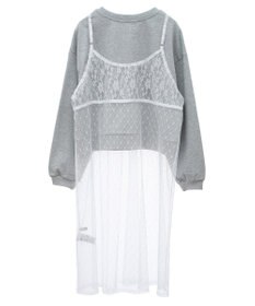 earth music&ecology ＳＥＴ２点レースロゴプルオーバー＋チュールワンピ