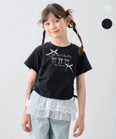 ANY KIDS ドロスト 裾リボンTシャツ ブラック