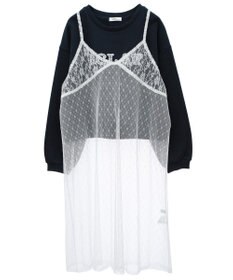 earth music&ecology ＳＥＴ２点レースロゴプルオーバー＋チュールワンピ