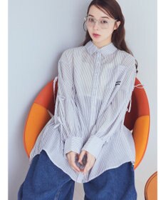 earth music&ecology 袖スリットリボンロングシャツ