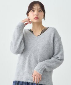 earth music&ecology スパンコールシャギーＶネックプルオーバー