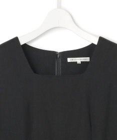 23区 S 【洗える】リネンレーヨンストレッチ スクエアネック オールインワン