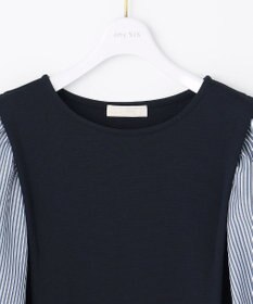 ANY SIS 【洗える】異素材コンビネジリパフ袖 プルオーバー